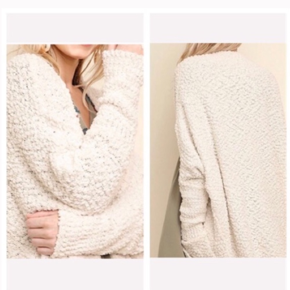 Cream Knobby Knit Cardigan sweater, cream, size M/L